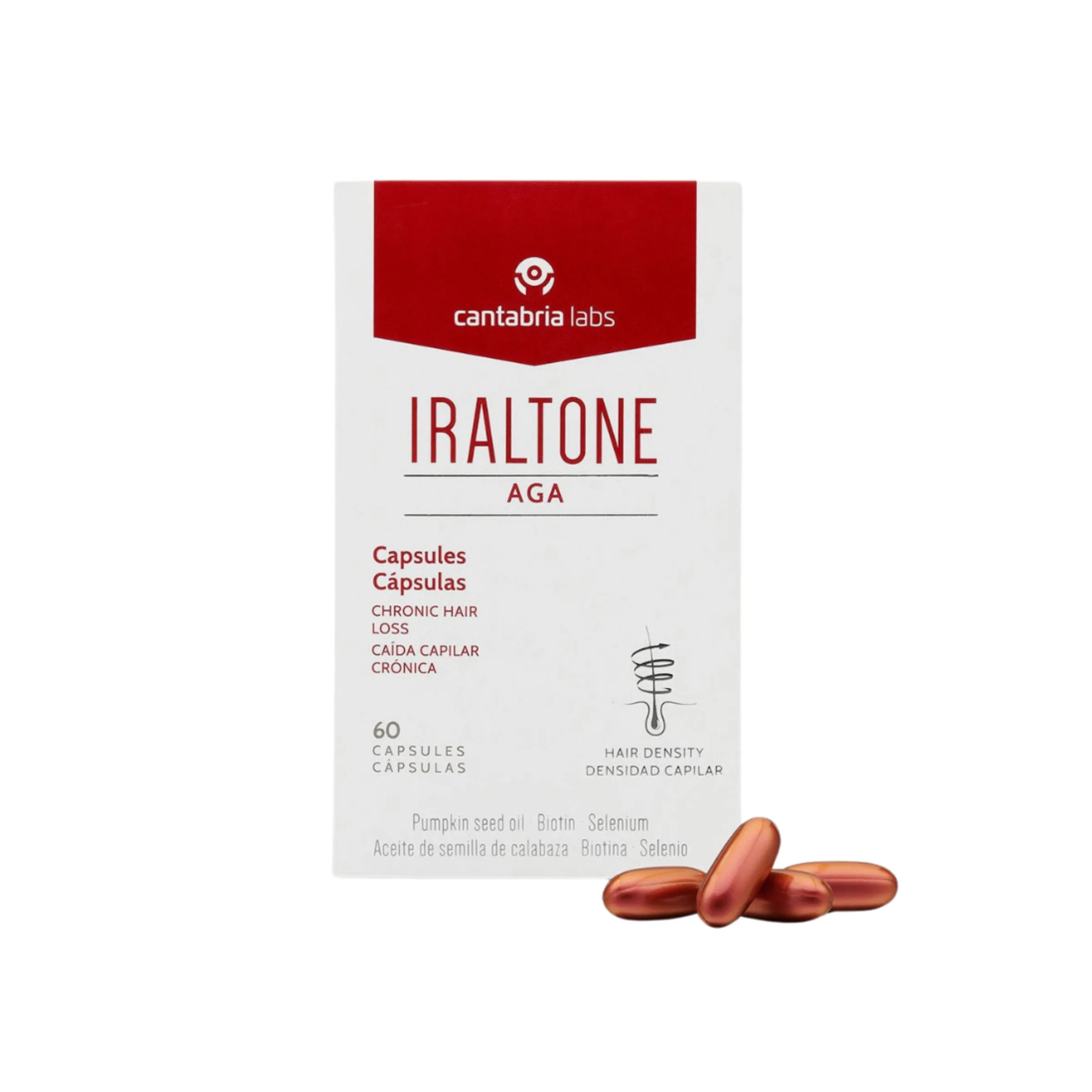 Cantabria Labs Iraltone AGA Capsules maisto papildas plaukams 60 kapsulių