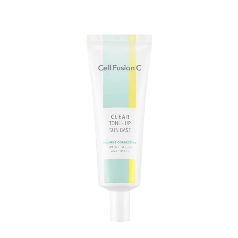Cell Fusion C "Clear Tone-Up Sun Base SPF 50+ PA++++" raminanti makiažo bazė su apsauga nuo saulės probleminei odai 40 ml