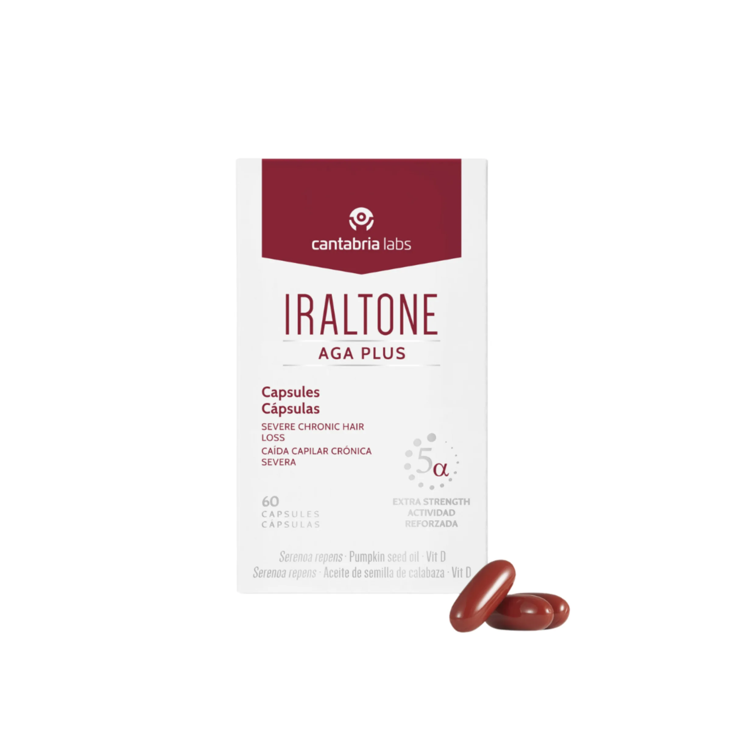Cantabria Labs Iraltone AGA Plus Capsules maisto papildas plaukams 60 kapsulių