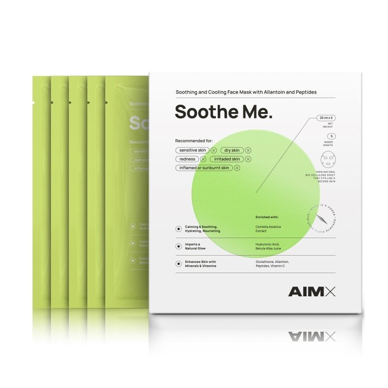 Greito poveikio raminanti veido kaukė su peptidais AIMX „Soothe Me“ 5 vnt x 30 g