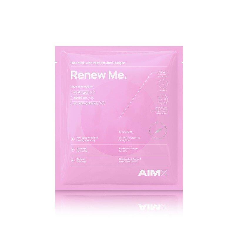 Greito poveikio „Anti-aging“ veido kaukė su peptidais ir kolagenu AIMX „Renew Me“ 1 vnt x 30 g
